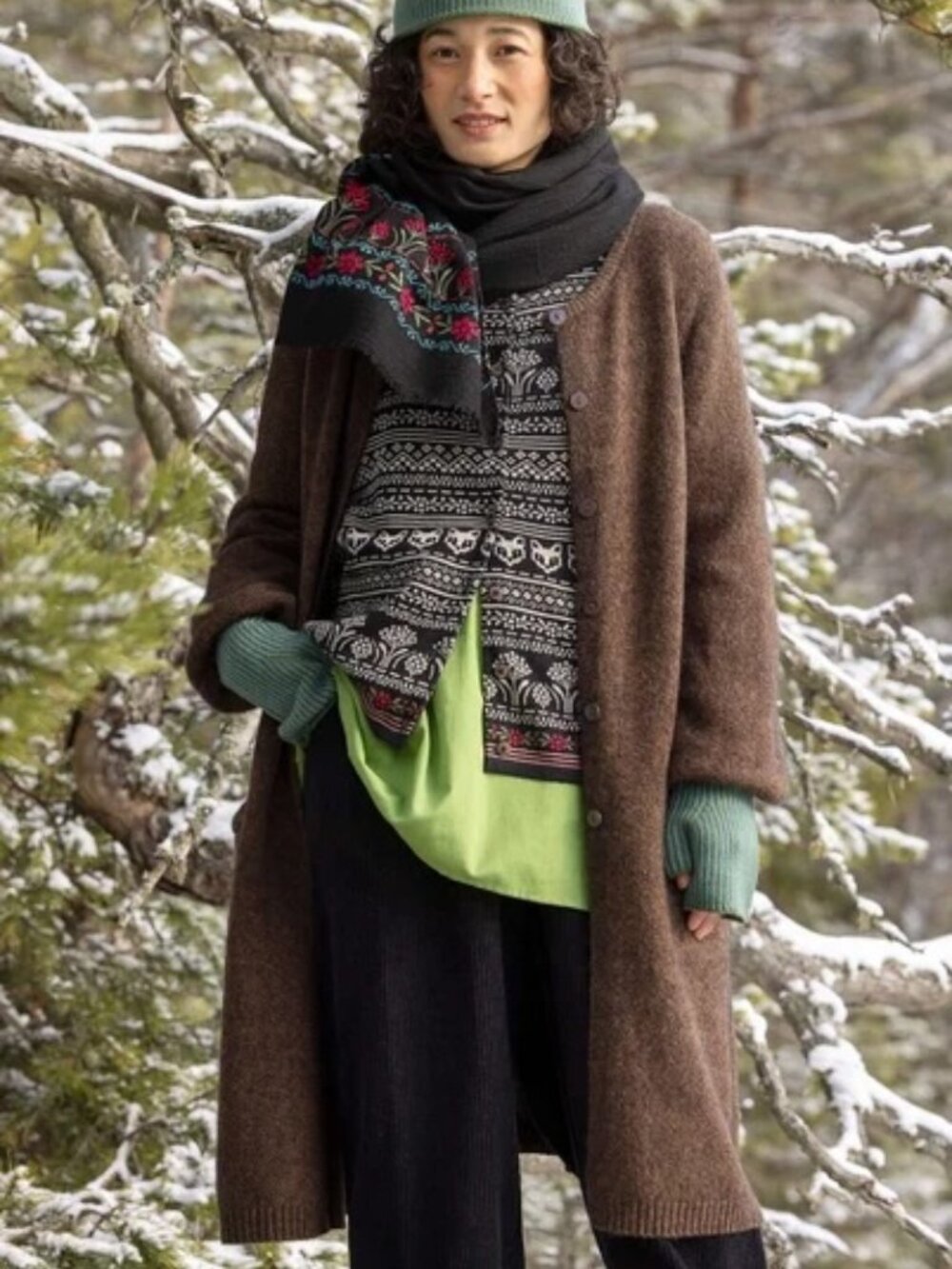 Gudrun Sjoden Canada Long Cardigan, Dark Chokolate/Melange XL